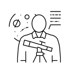 Space Scientist Worker Line Icon