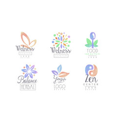 Yoga Labels Set Wellness Center Healthy Food