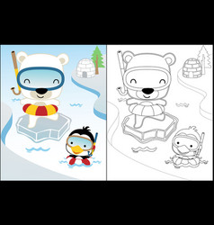 Coloring Book Of Polar Bear And Penguin