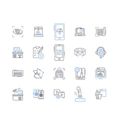 Mobile Ph Vendor Line Icons Collection Samsung