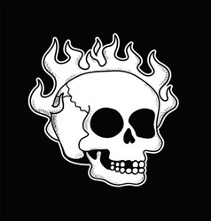 Skull Burn In Fire T-shirt Print Cartoon