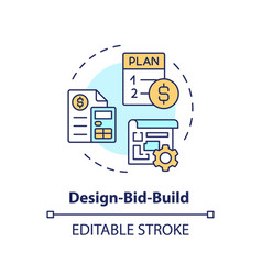 2d Thin Linear Icon Design Bid Build Concept