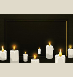 Gold Frame On Lit Candles Pattern Black Background