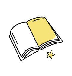 Open Book Of Clipart Doodle In Line Style