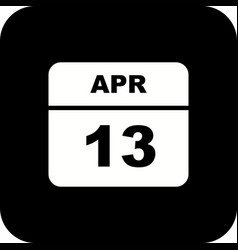 April 13th Date On A Single Day Calendar