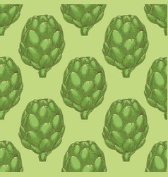 Green Globe Artichoke Seamless Pattern