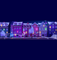 Scandinavian Cartoon Snow Night City