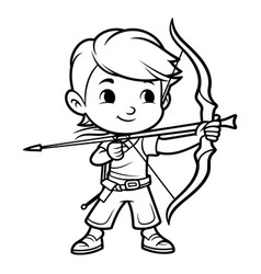 Cupid - Black And White Cartoon Of Little Boy