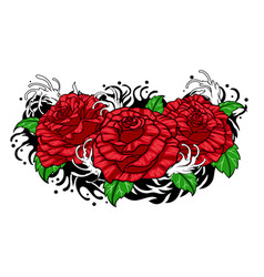 Red Rose Tattoo Design In Japanese Style