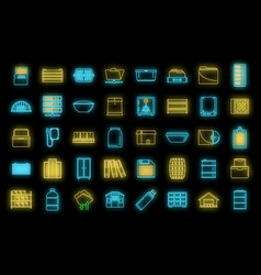 Storage Box Icons Set Neon