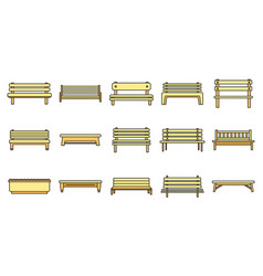 Street Bench Icons Set Color