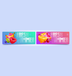 Colorful Summer Banners Set Cartoon