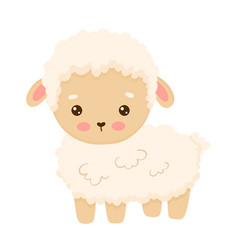 Cute Sheep With In Cartoon Flat Style