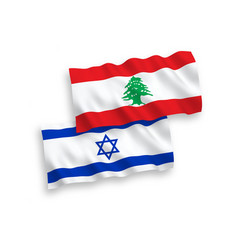 Flags Lebanon And Israel On A White Background