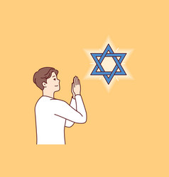 Jewish Man Teenager Prays Looking At Star