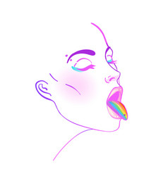 Portrait Of A Woman Showing Rainbow Tongue Lgbt