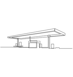 Single One Line Drawing Of Gas Station Building