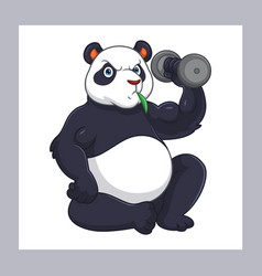 Cartoon Panda Lifting A Barbell