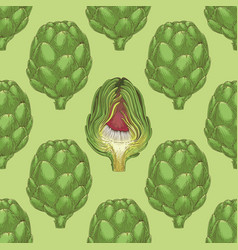 Green Globe Artichoke Seamless Pattern