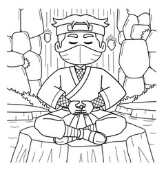 Ninja Meditating Coloring Page For Kids