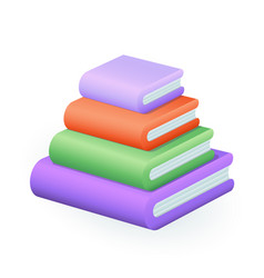 Pile Of Books Cartoon In 3d Style