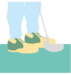 Golf Player Feet With Stick