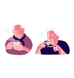 Old People With Cup Coffee