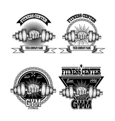 Set Vintage Gym Fitness Logo