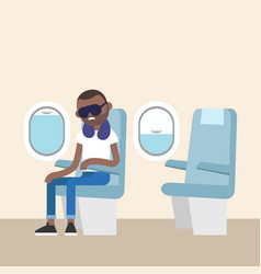 Trendy Bearded Black Man Sleeping On The Plane