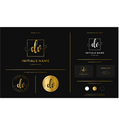 Golden Initial Dv Letter D V Handwriting Logo