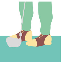 Golf Player Feet With Stick