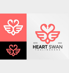 Heart Swan Logo Design Template