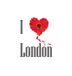 I Love London Lettering With Heart Shape Flower