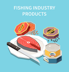 Seafood Products Isometric Poster