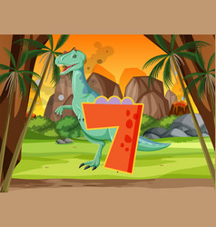 A Dinosaur With Number Seven Cartoon