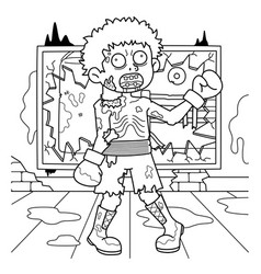 Zombie Boxer Coloring Page For Kids