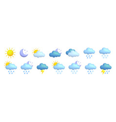 Cute 3d Cartoon Weather Icons Big Set Sun Moon