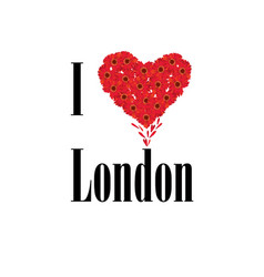 I Love London Lettering With Heart Shape Flower