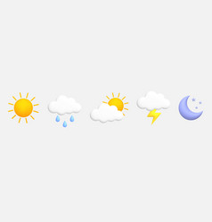 Cute 3d Cartoon Weather Icons Set Sun Moon Star