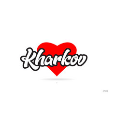 Kharkov City Design Typography With Red Heart