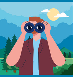 Man Search With Binoculars