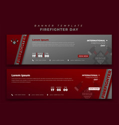 Set Of Web Banner Template For Firefighter Day