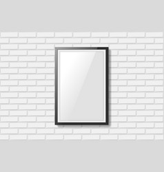 Blank Black Picture Frame On White Brick Wall