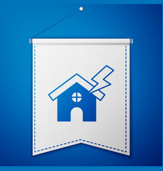 Blue House And Lightning Icon Isolated On