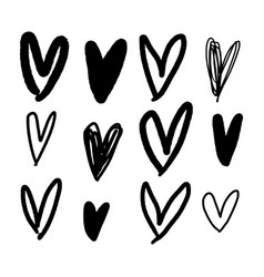 Hand Drawn Doodle Hearts Set Black Spray Can