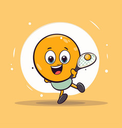 Tennis Ball And Racket Cartoon Character Flat