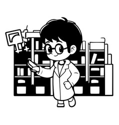 Boy In Science Lab Coat And Eyeglasses