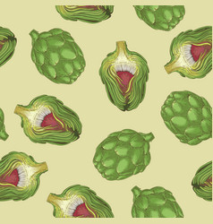 Green Globe Artichoke Seamless Pattern