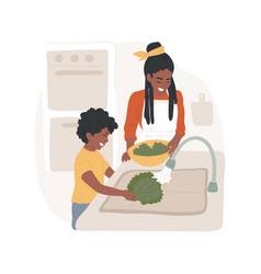 Washing Leafy Greens Isolated Cartoon