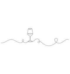 Continuous One Line Drawing Of Glass Of Wine